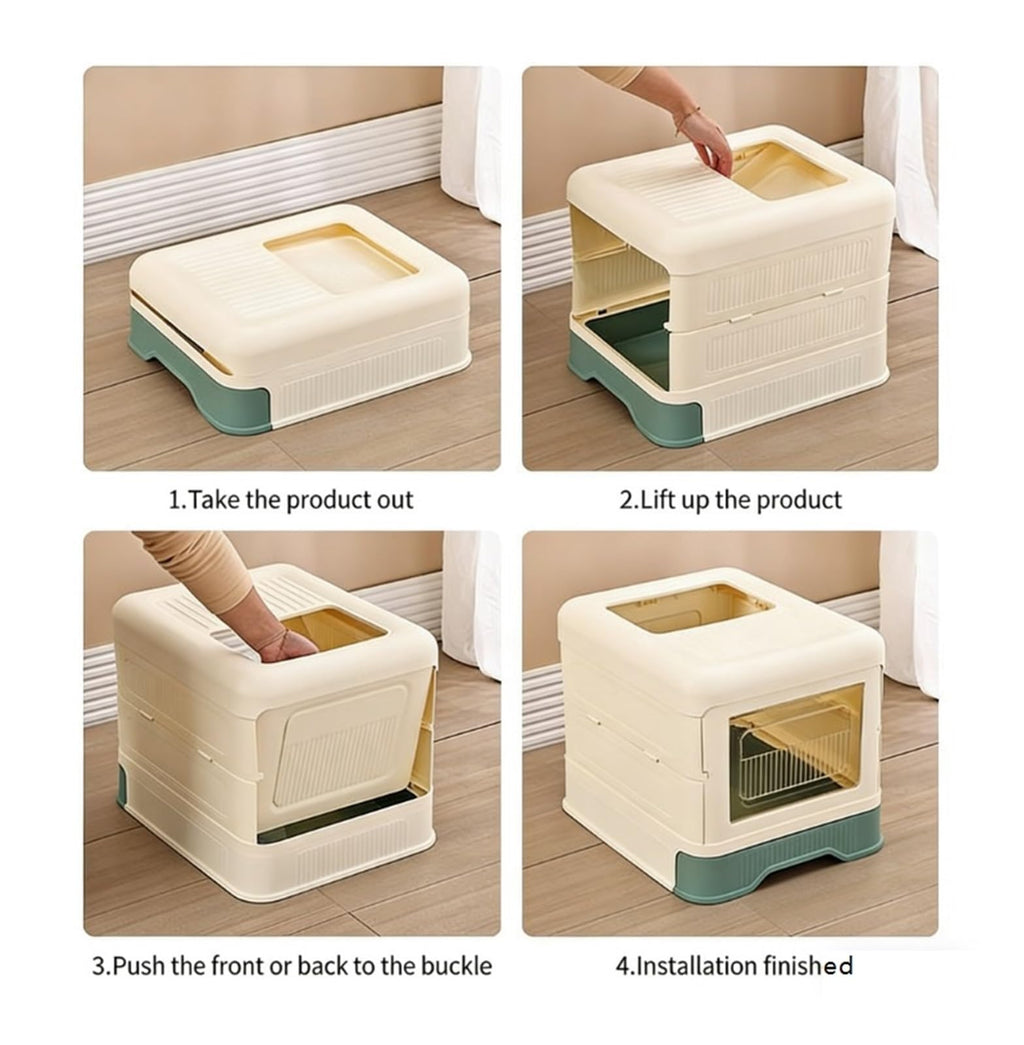 Fully Enclosed Cat Litter Box with Lid and Drawer R65153
