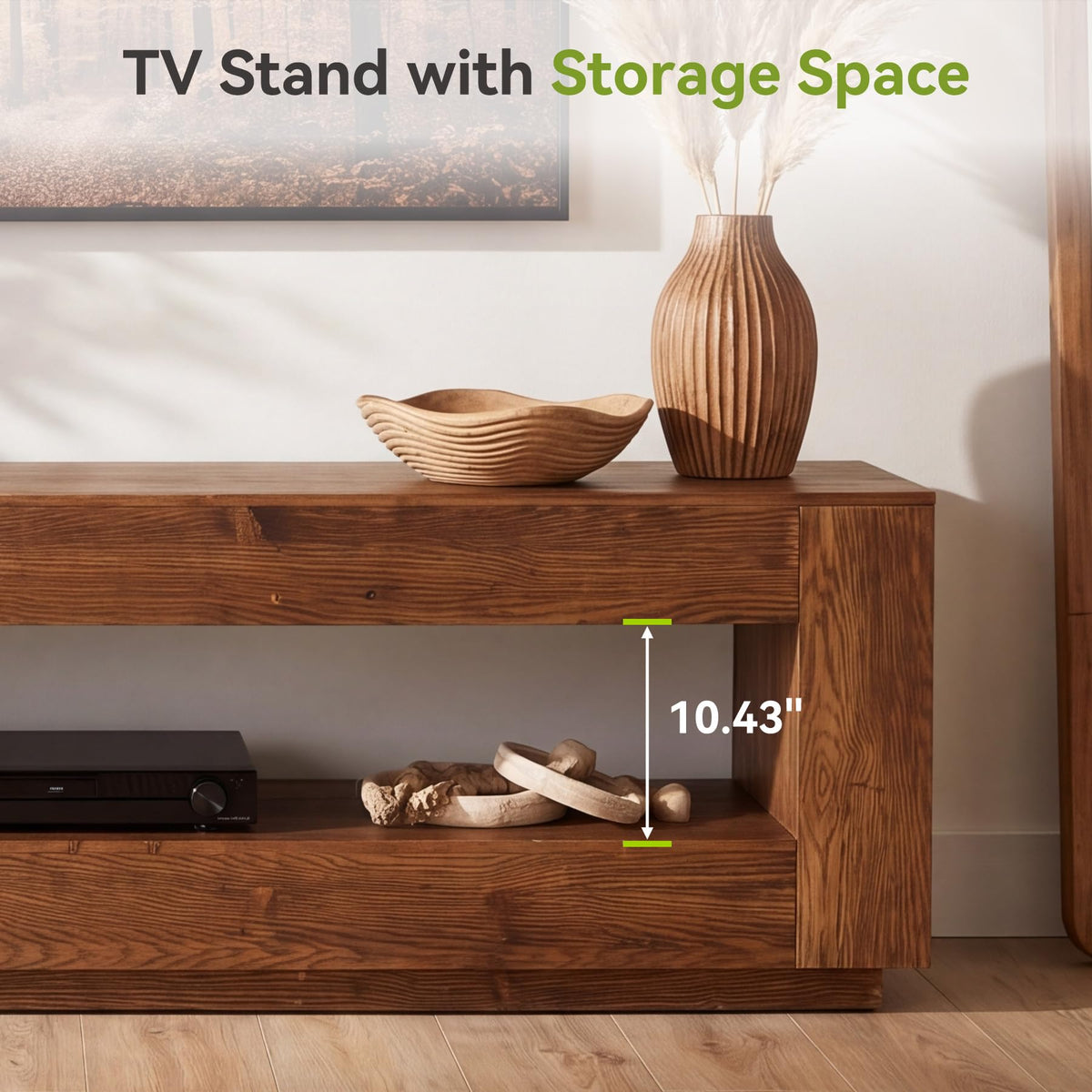 70.86-in Solid Wood 2-Tier TV Stand T5464