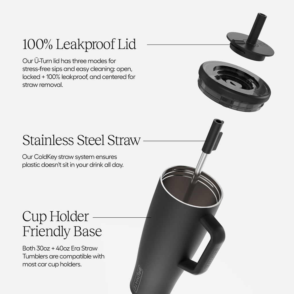 40 oz Stainless Steel Tumbler with Handle and Straw U51990