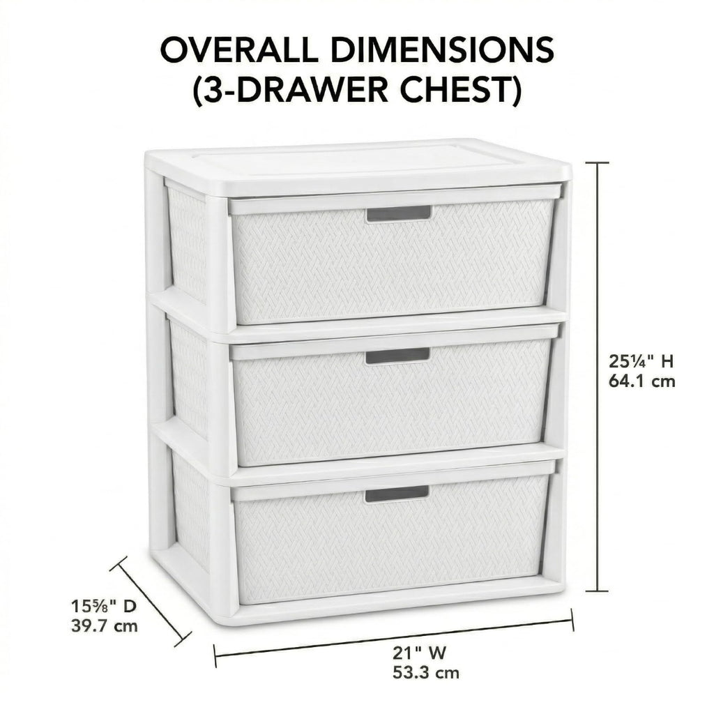 Opaque White 3-Drawer Plastic Storage Tower S143