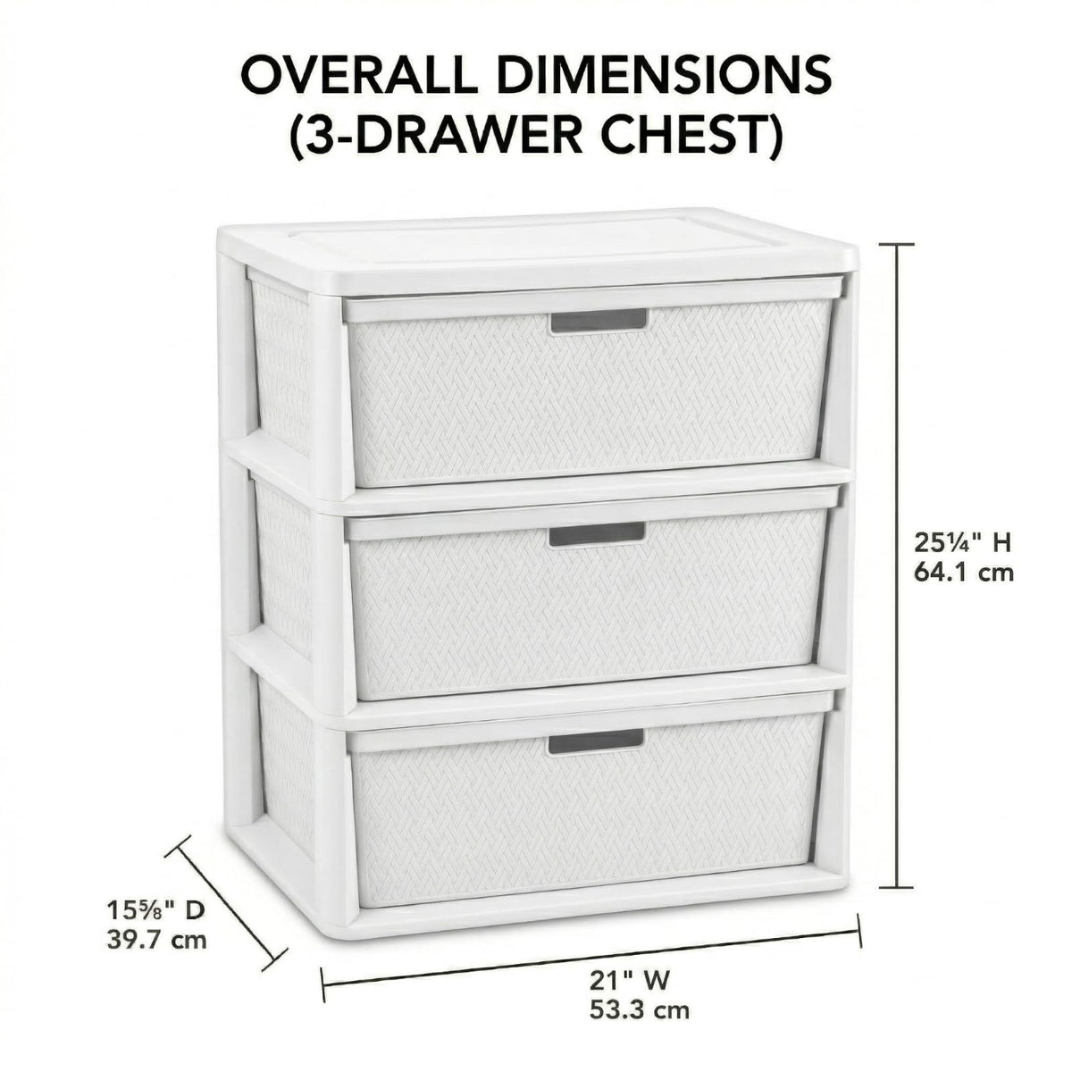 Opaque White 3-Drawer Plastic Storage Tower S143