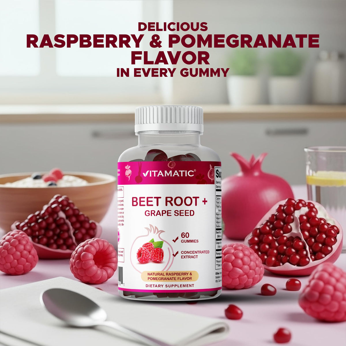 Beet Root Gummies with B6, B12, Grape Seed & Pomegranate 120 Count T41679