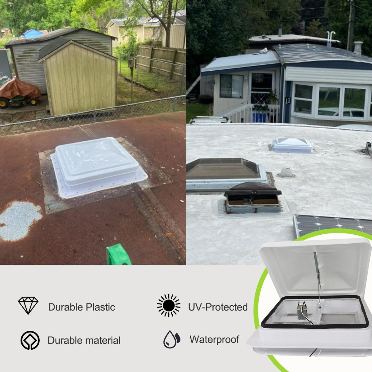 14" RV Roof Vent with 12V Fan, White I5317