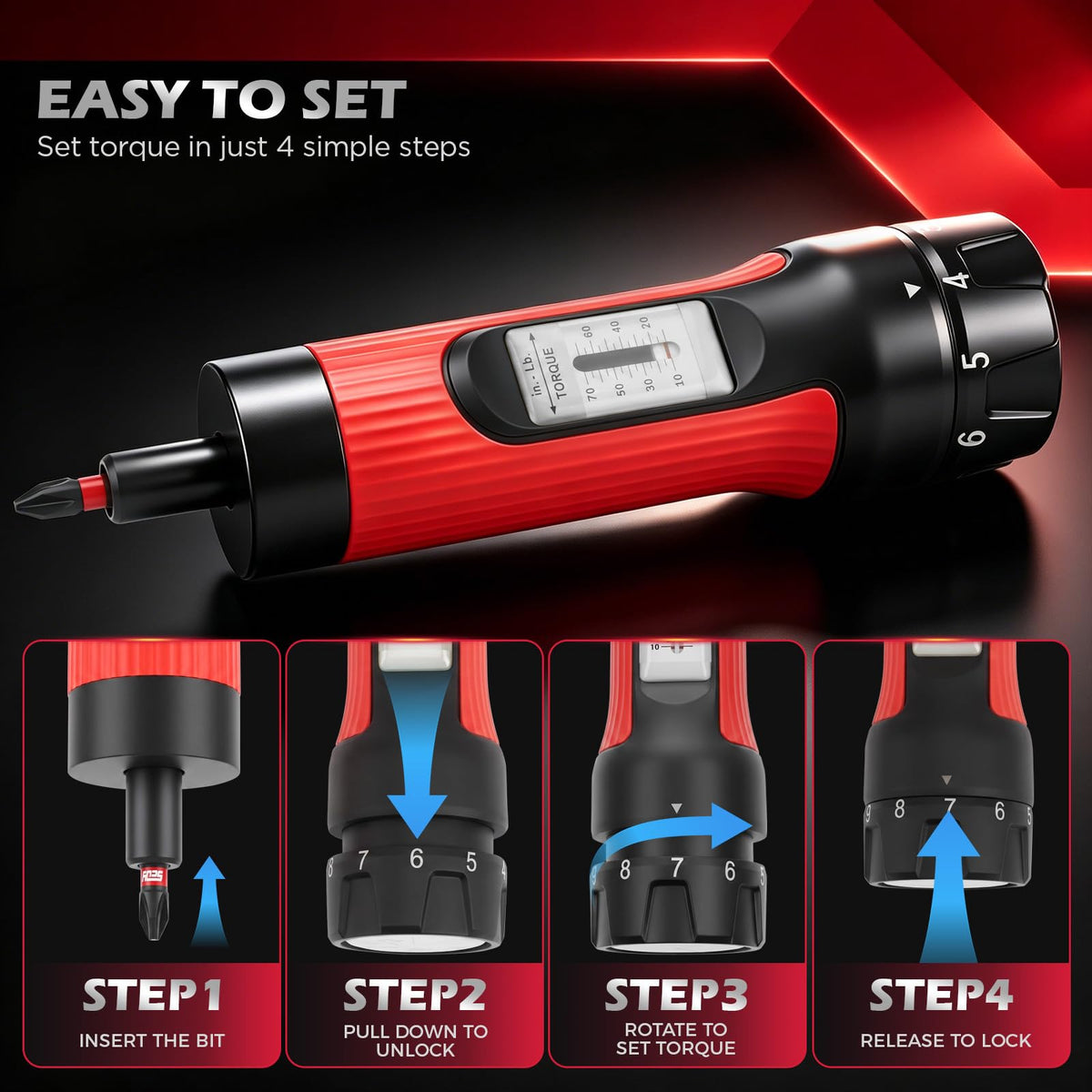 64-Piece Torque Screwdriver Set, 10-70 in-lb, 1/4" Drive O274642