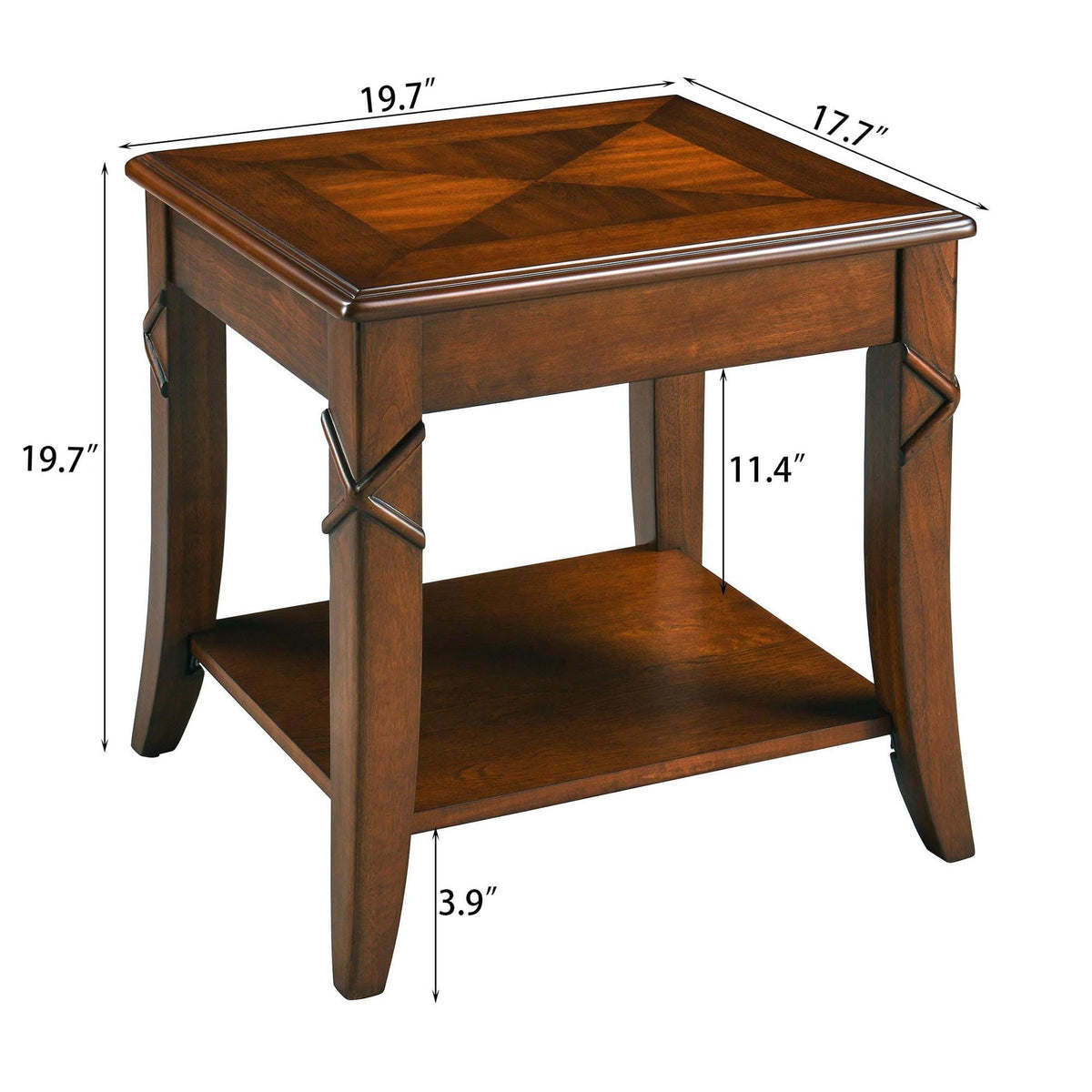 Solid Wood End Table with Storage Shelf M20731