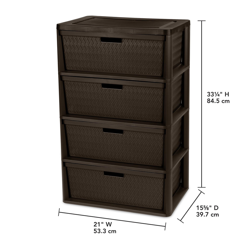 4 Drawer Plastic Storage Organizer Brown U75065