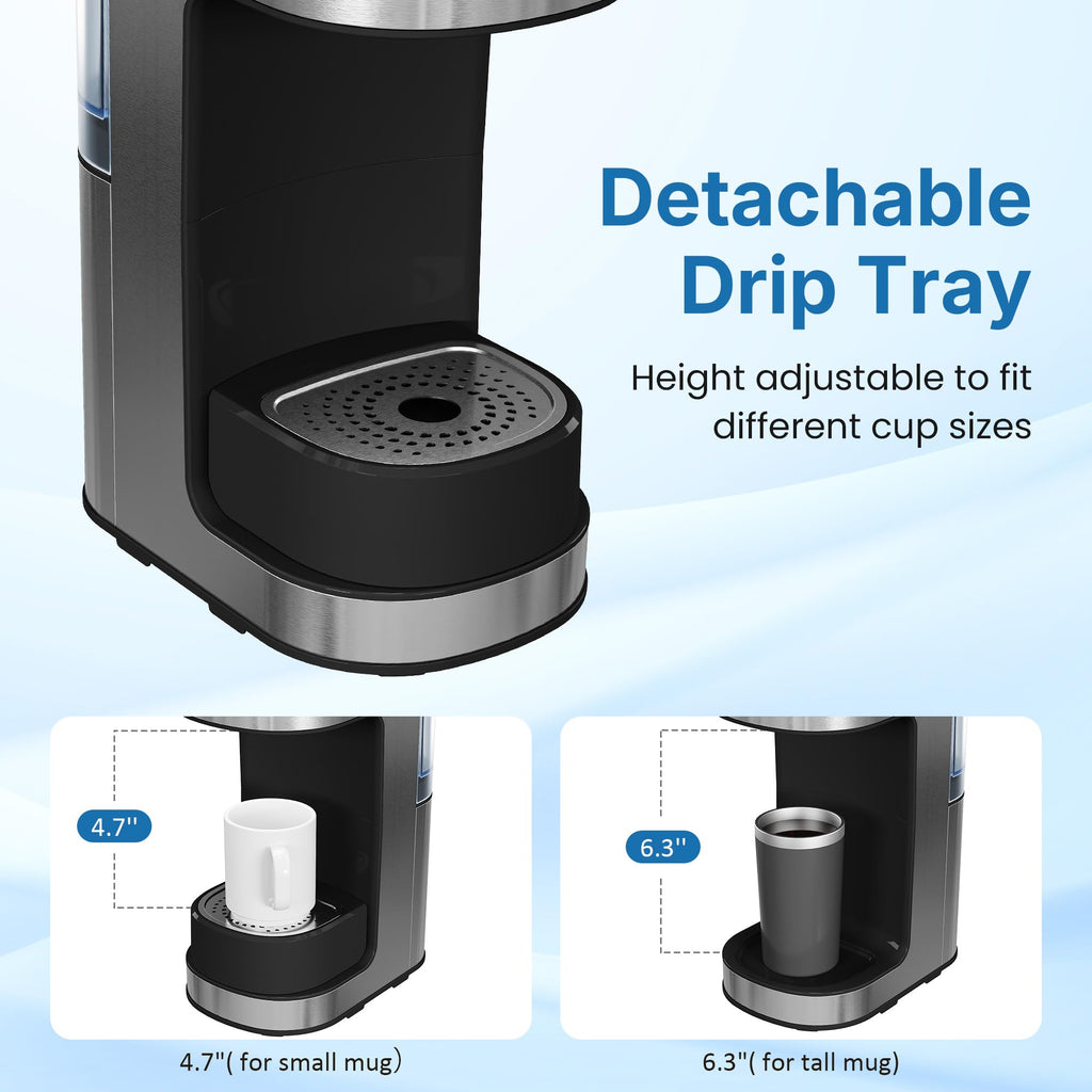 3-in-1 Single Serve Coffee Maker with Removable Water Reservoir, Black X354