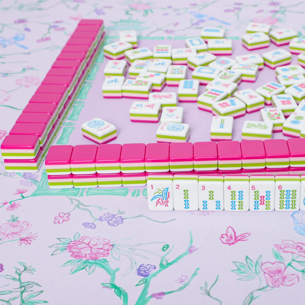 166 Acrylic Engraved Mahjong Tile Set with Carrying Bag R689