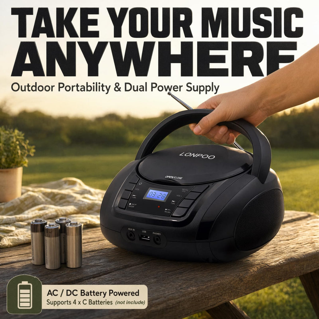 Portable CD Player Boombox with Speakers O336611