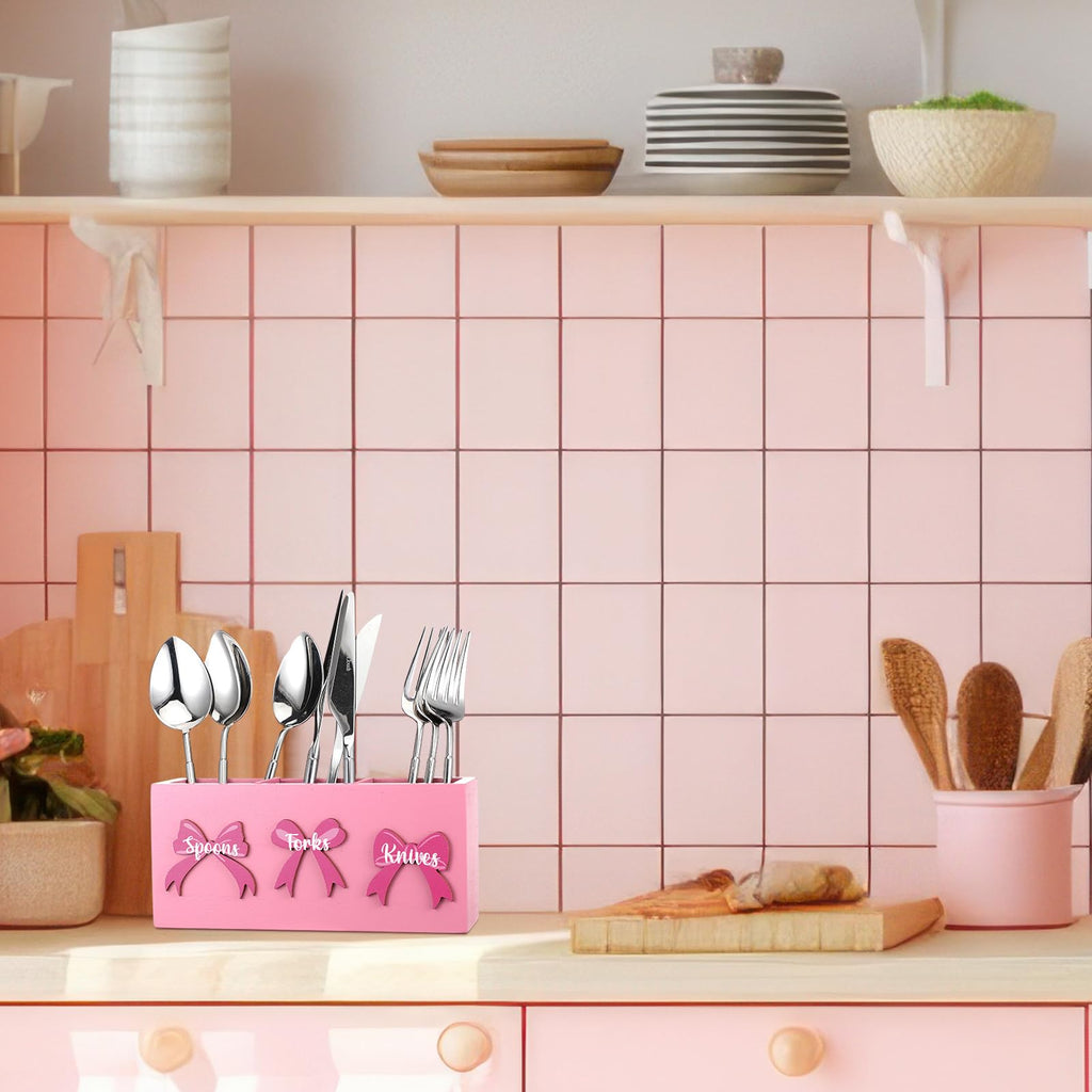 Pink Wood Utensil Holder H597363