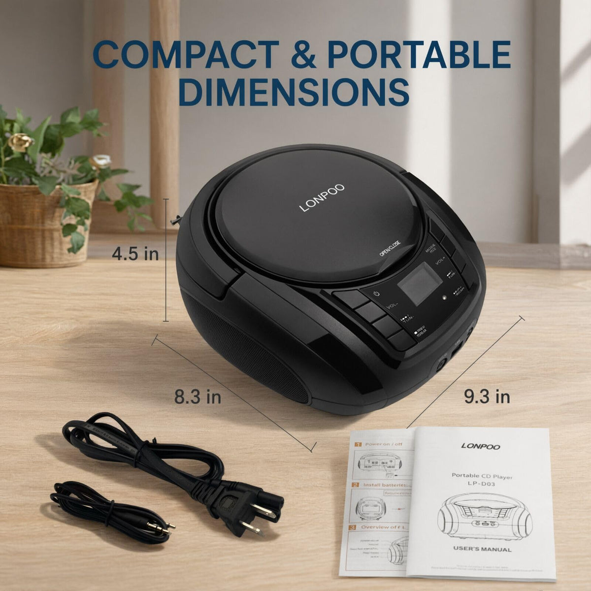 Portable CD Player Boombox with Speakers O336611