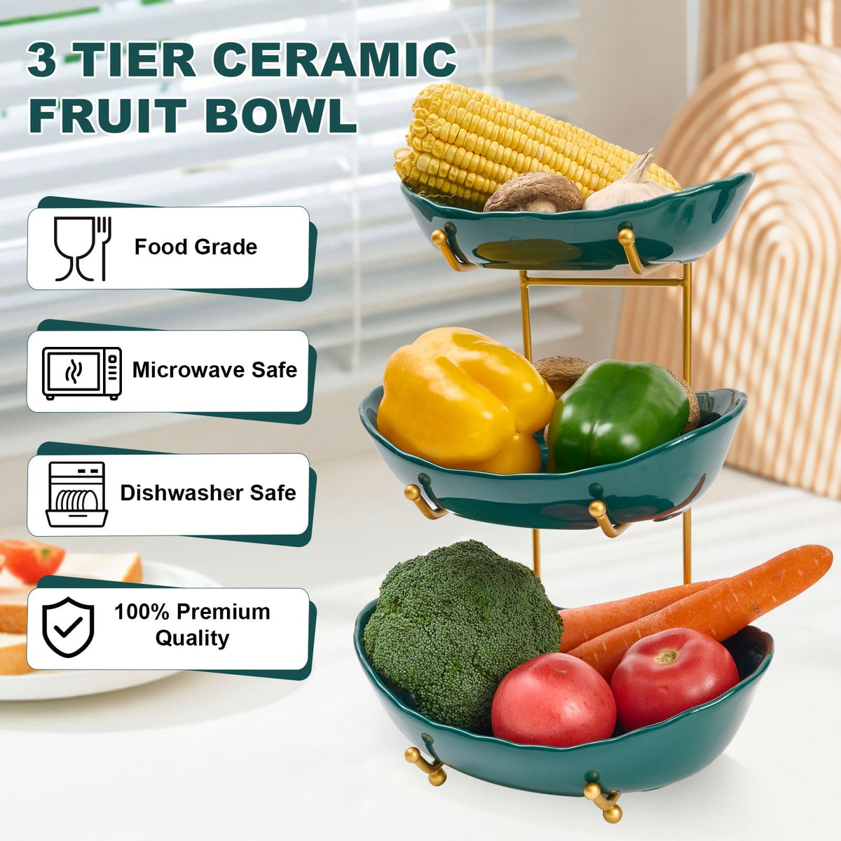 Ceramic 3 Tier Fruit Bowl A6367