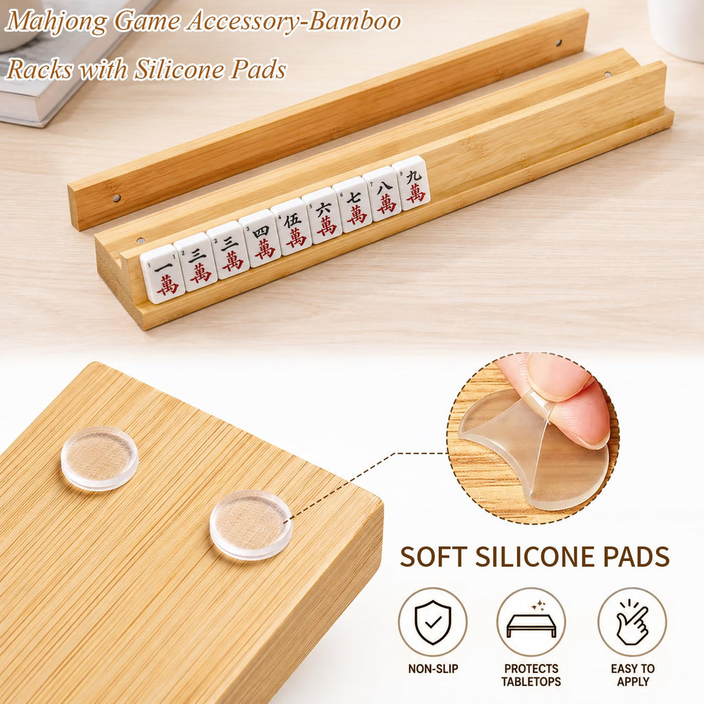Bamboo Mahjong Racks with Pushers, Set of 4 K5393