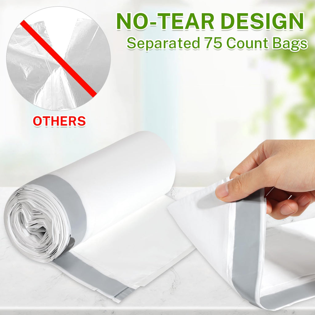 10 Gallon White 1 Mil Drawstring Trash Bags 75 Count P349