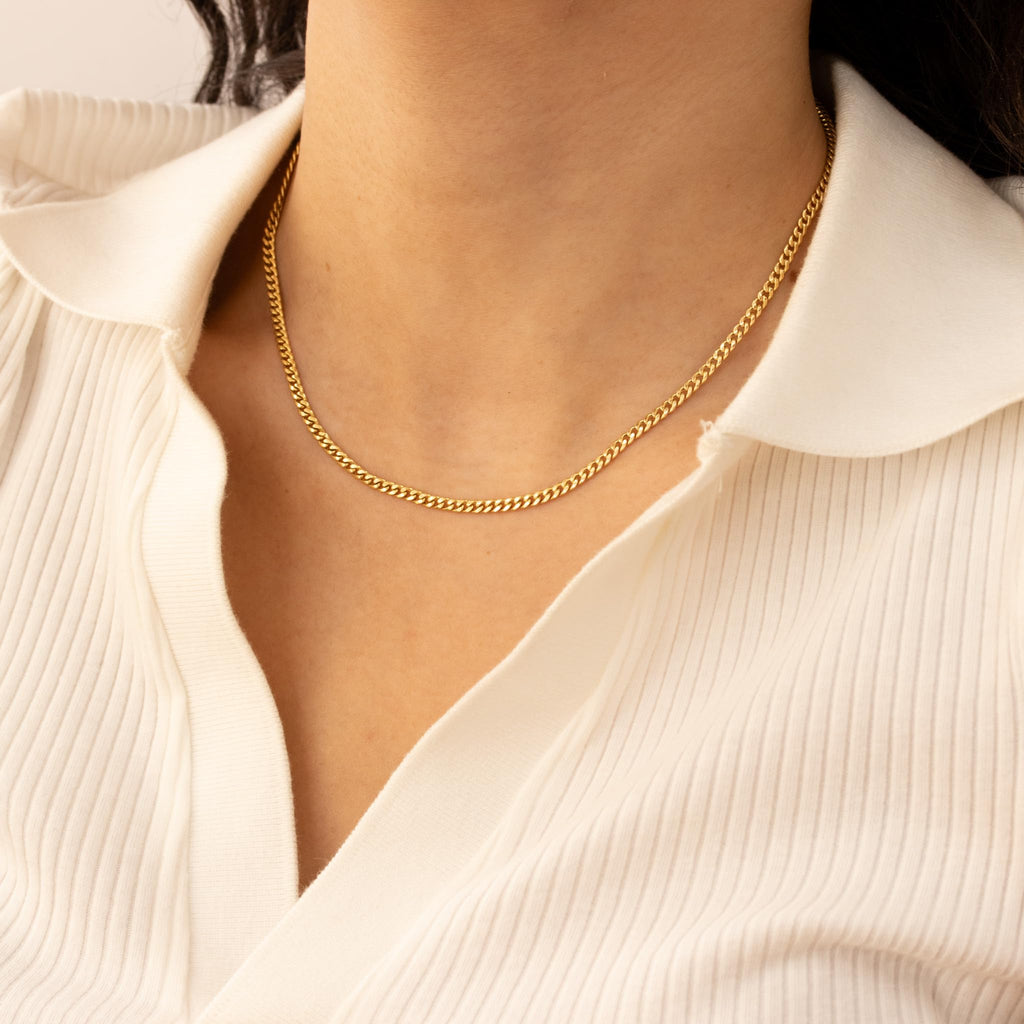 14k Gold Hollow Cuban Link Chain Necklace Z48431