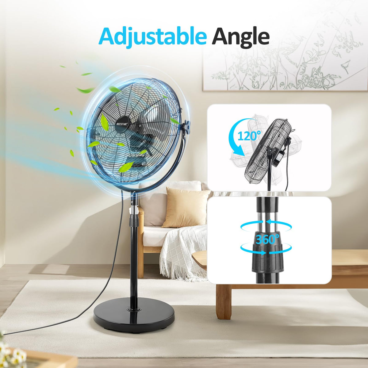 20 Inch Heavy Duty High Velocity Metal Stand Pedestal Fan I199045
