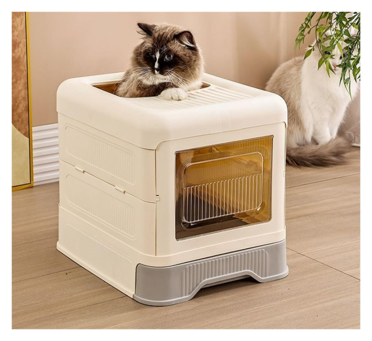 Fully Enclosed Cat Litter Box with Lid and Drawer R65153