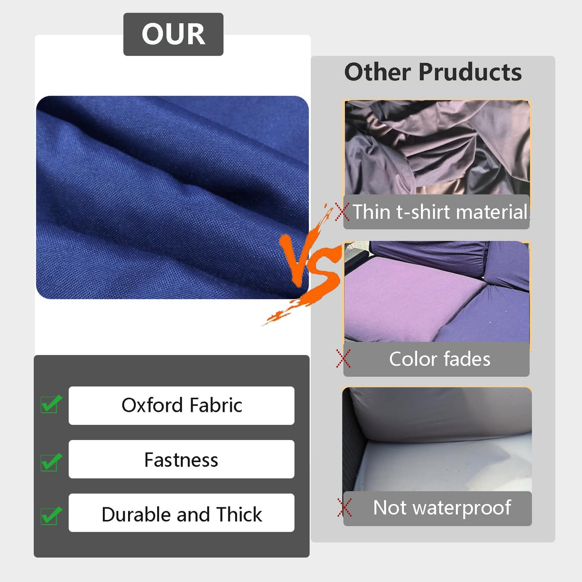 Patio Cushion Covers 16x16x2.5 Navy Blue 2 Packs Z237815