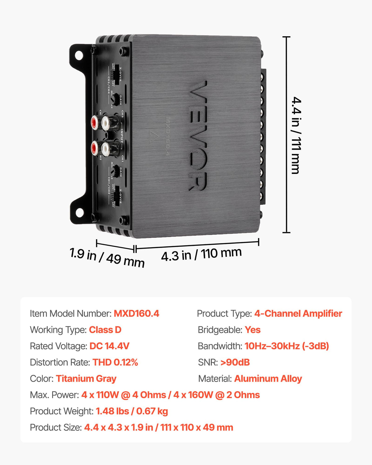 4 Channel Class D Car Audio Amplifier K751490