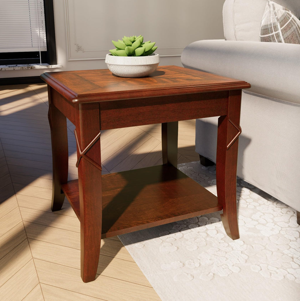Solid Wood End Table with Storage Shelf M20731