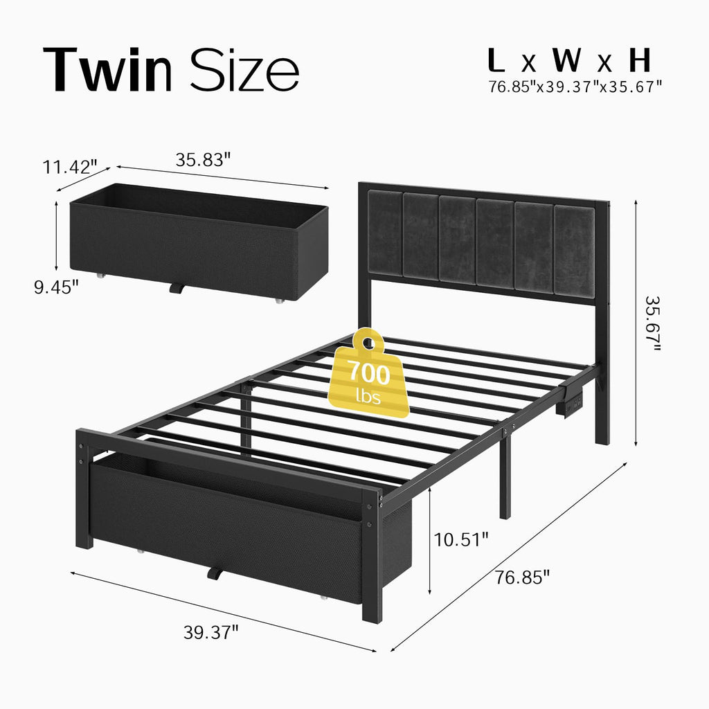 Twin Size Bed Frame with Drawer Q42288