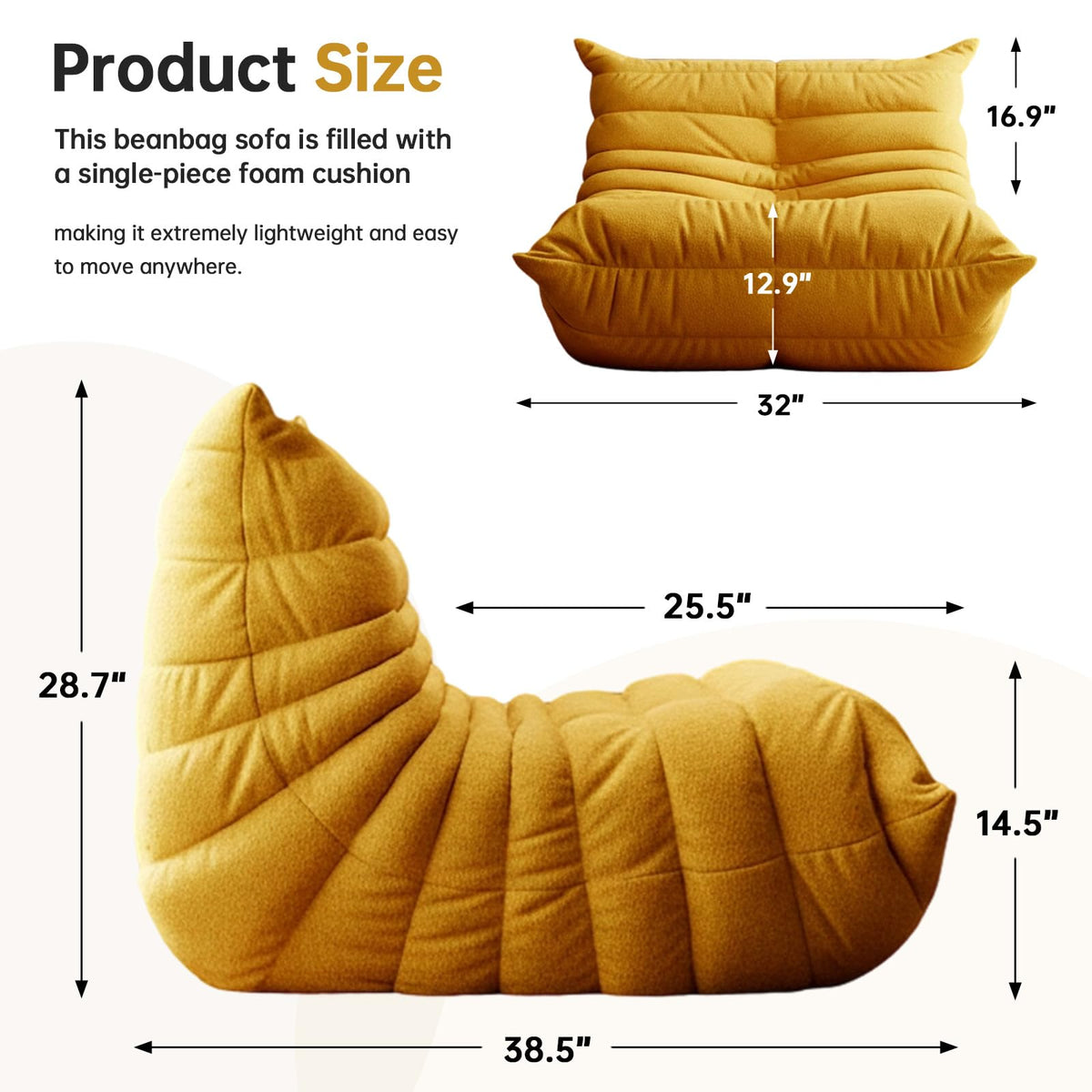 Oversized Memory Foam Bean Bag Chair D8626