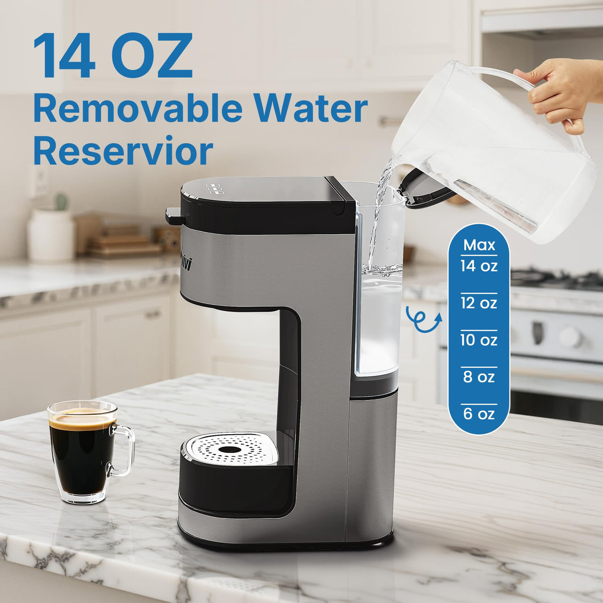 3-in-1 Single Serve Coffee Maker with Removable Water Reservoir, Black X354