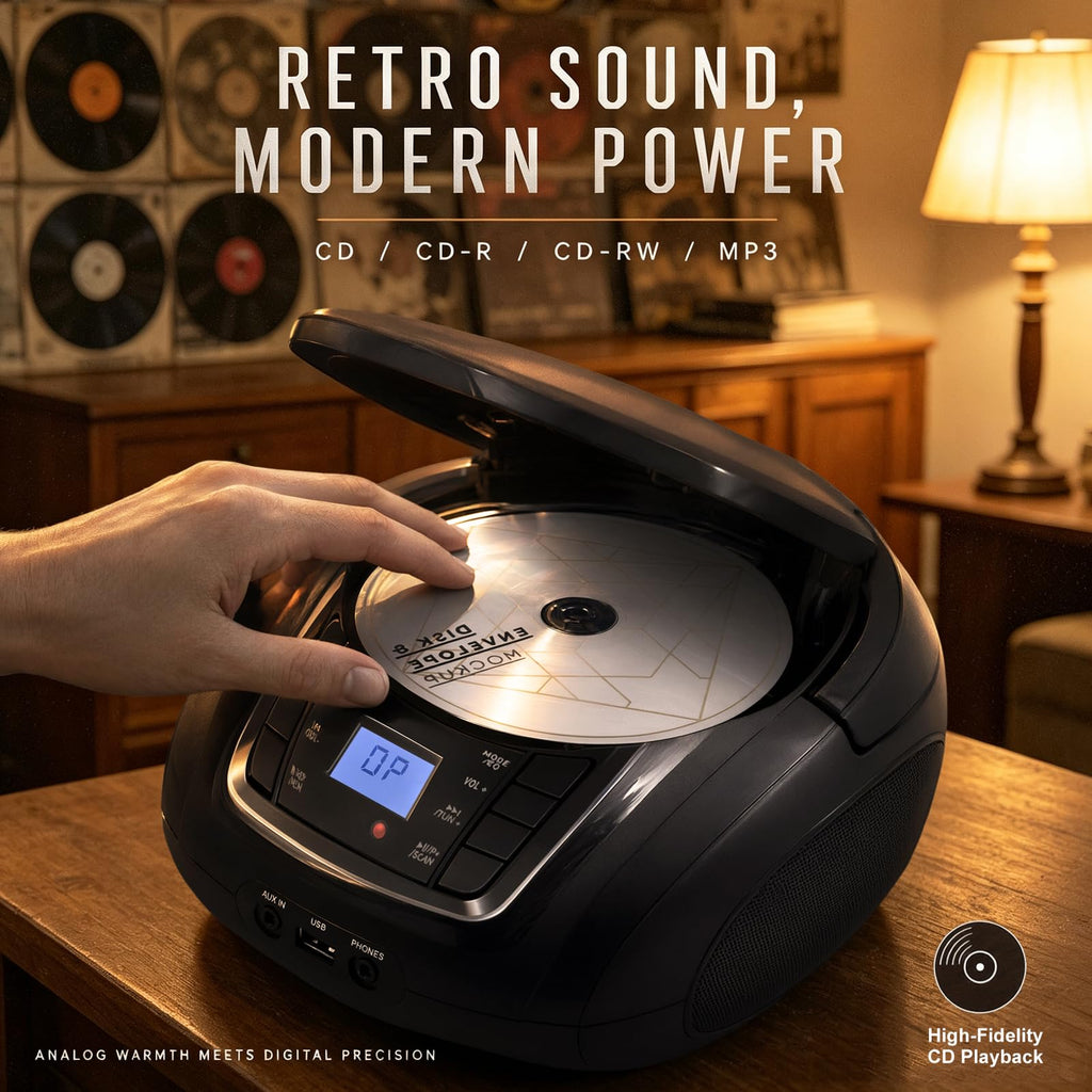 Portable CD Player Boombox with Speakers O336611