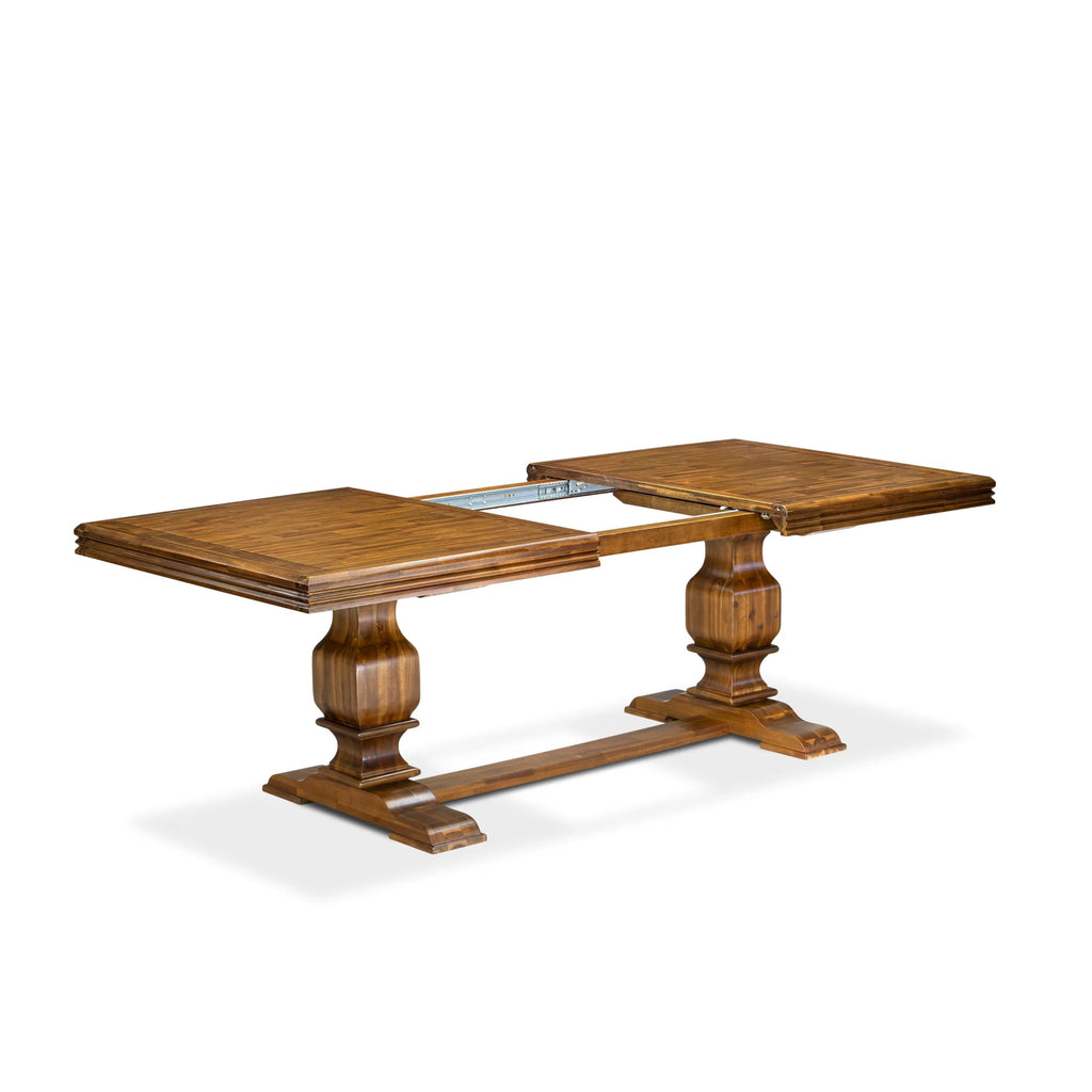 9 Piece Dining Table Set with 8 Beige Fabric Chairs C16538