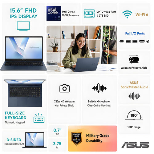 15.6" FHD IPS Laptop, 16GB DDR5 RAM, 256GB SSD, Windows 11 Home D559