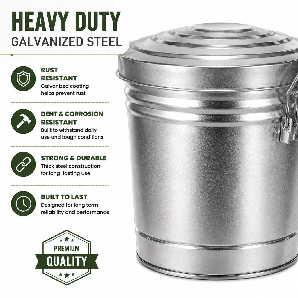 6-Gallon Galvanized Steel Storage Can with Lid M142