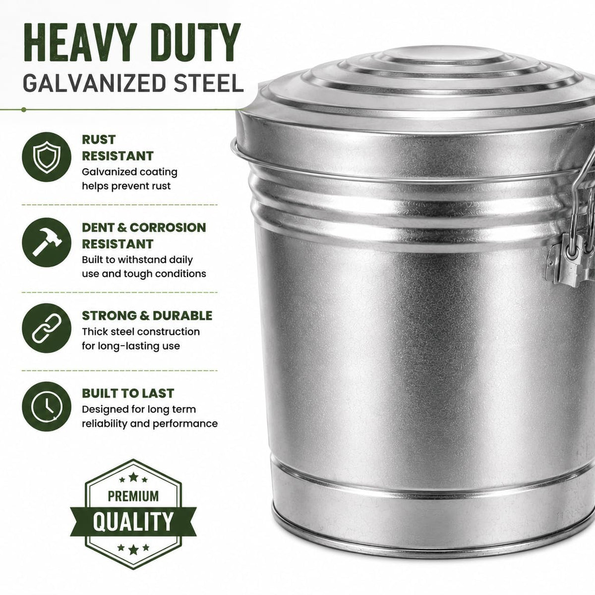 6-Gallon Galvanized Steel Storage Can with Lid M142