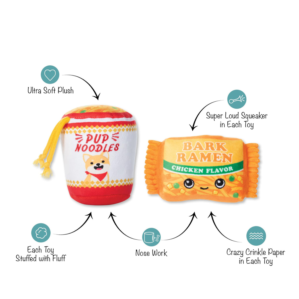 Plush Dog Toy Set with Treat Pockets, 2 Piece Set B640352