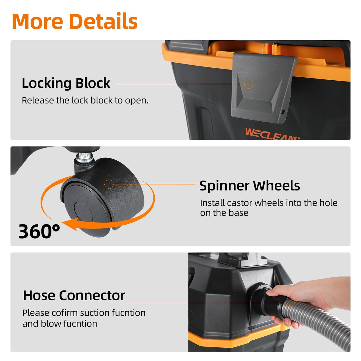 4 Gallon 5.5 Peak HP Wet Dry Vacuum Cleaner with Blower Function D32627