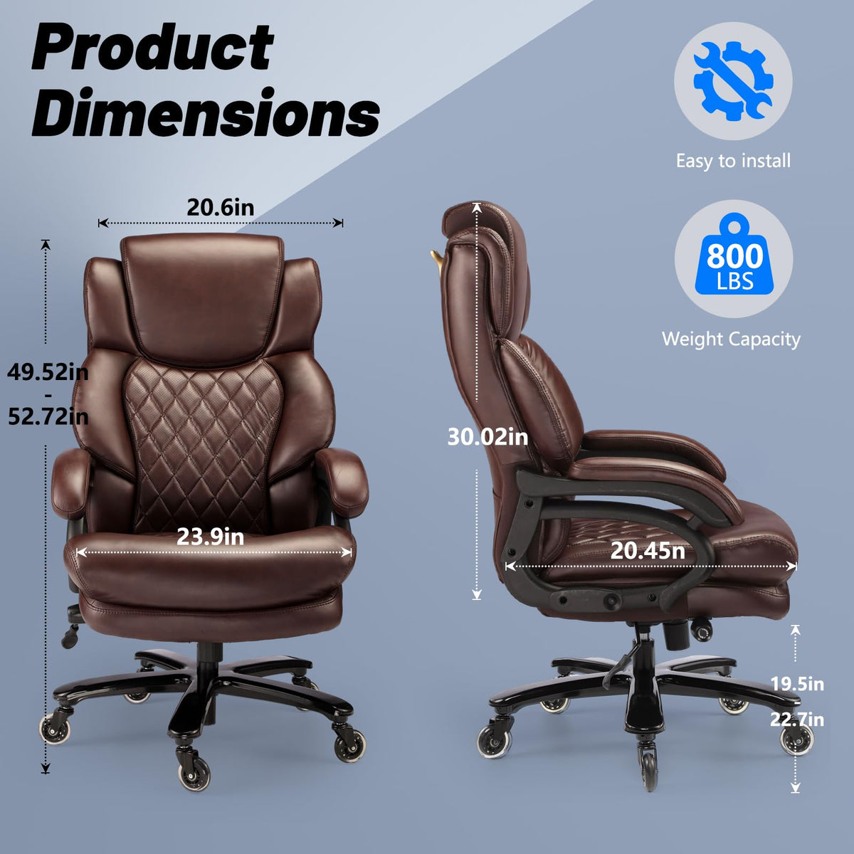 Big and Tall Office Chair with Adjustable Headrest R976
