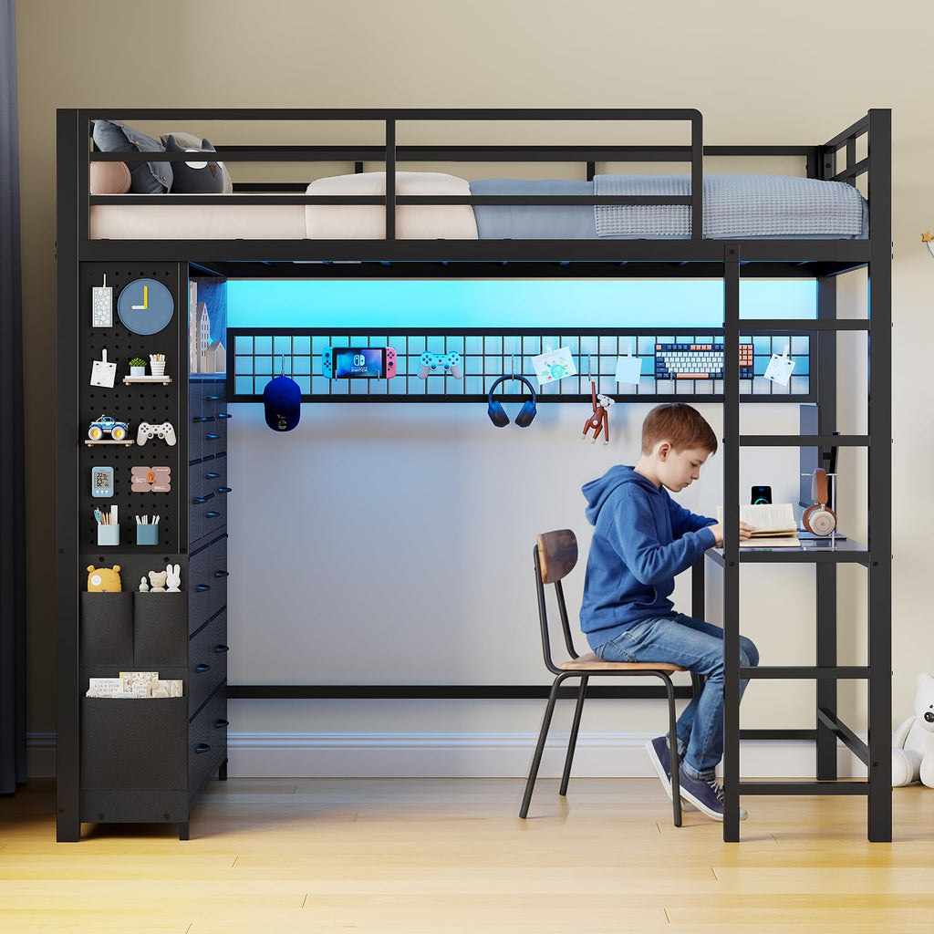 Twin Loft Bed with Desk and Storage Drawers Z92479