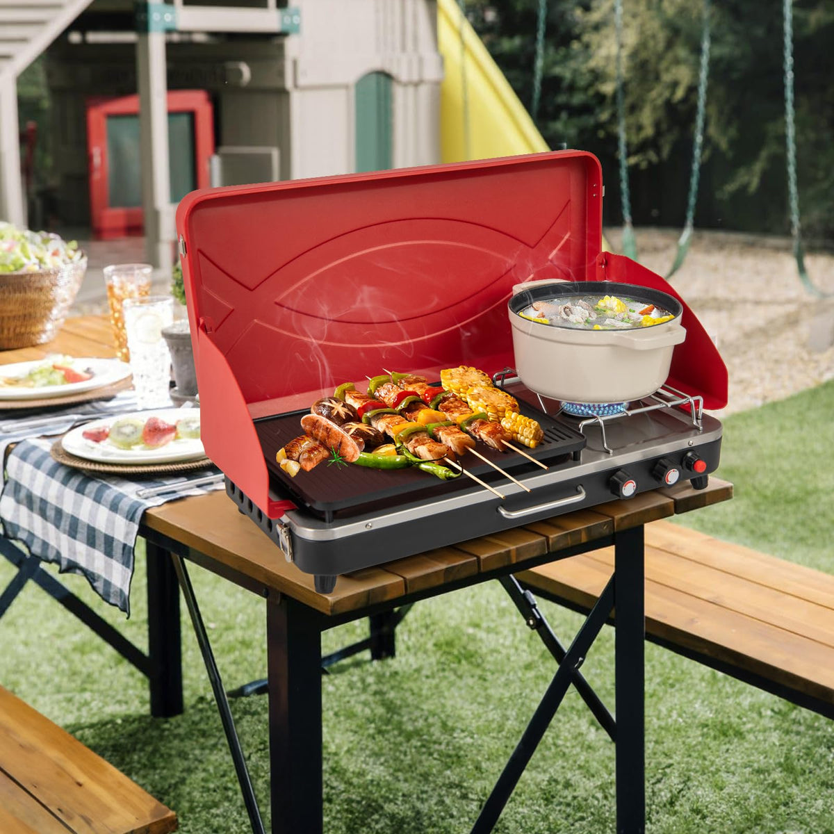 2-Burner Propane Camping Stove with Detachable Legs B70948