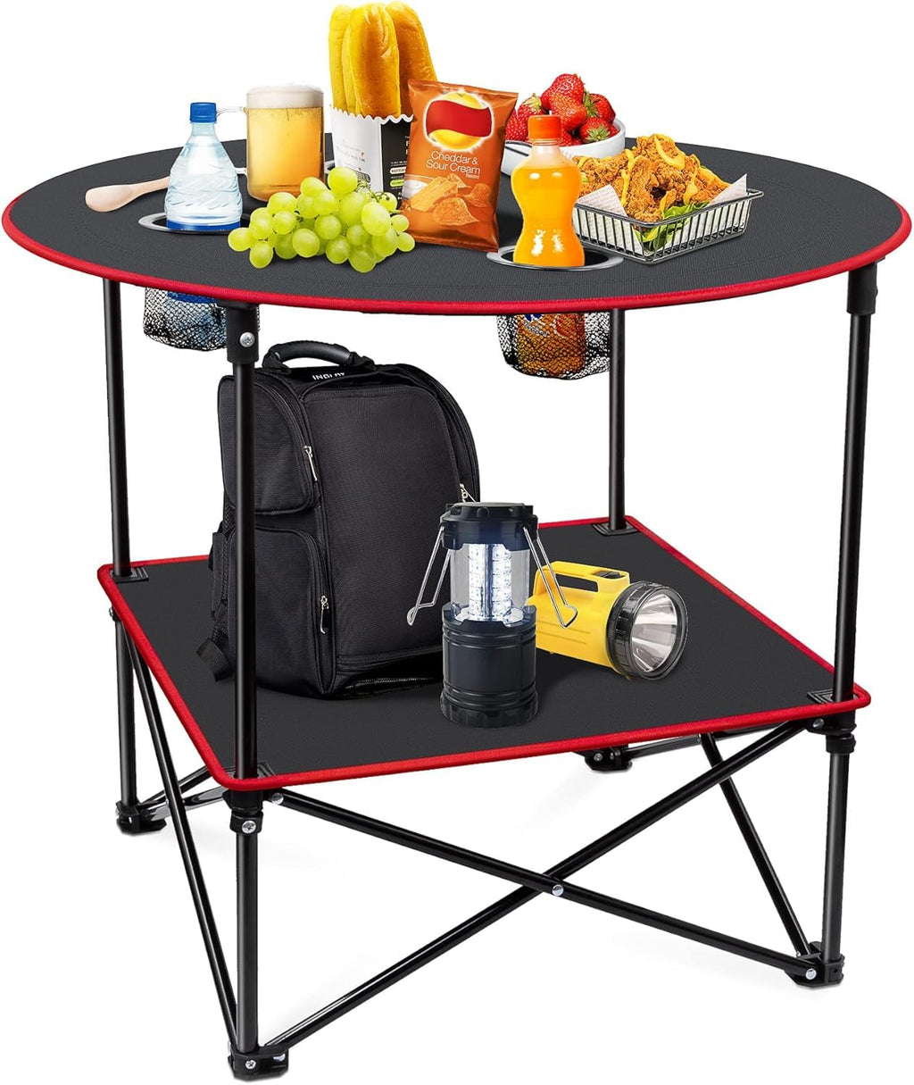 Portable Folding Camping Table with 4 Cup Holders & Carry Bag C958