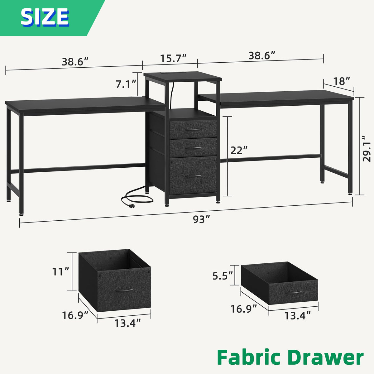 Two Person Desk with Charging Station E20927