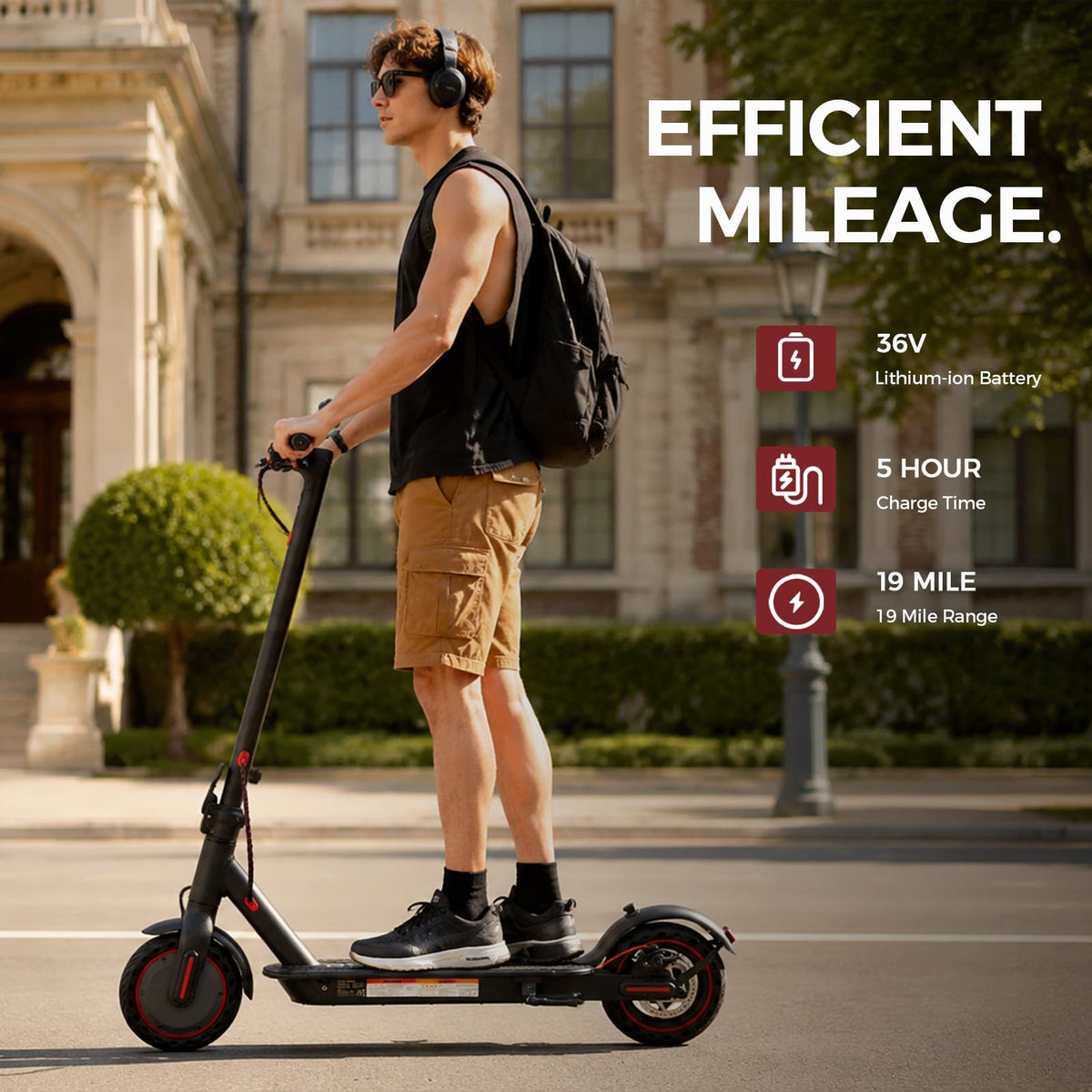 Electric Scooter, 350W/500W, 8.5" Tires, 21 Miles Range, Folding E-Scooter O189324