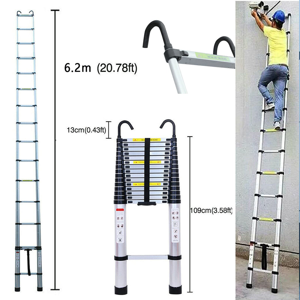 20.34 FT Aluminum Telescoping Ladder 330 Lb Capacity W218452