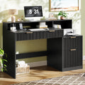 Black Computer Desk with Drawers L722