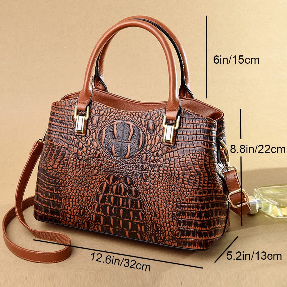 Crocodile Leather Satchel Handbag with Shoulder Strap A869111