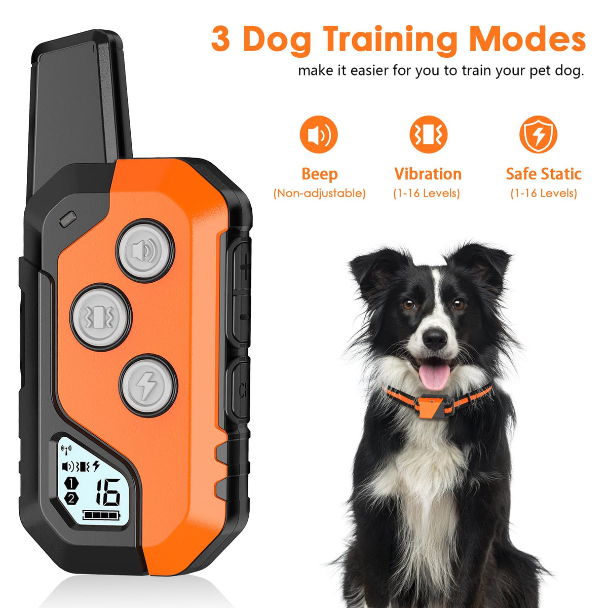 Dog Training Collar with Remote, 3 Modes W758245