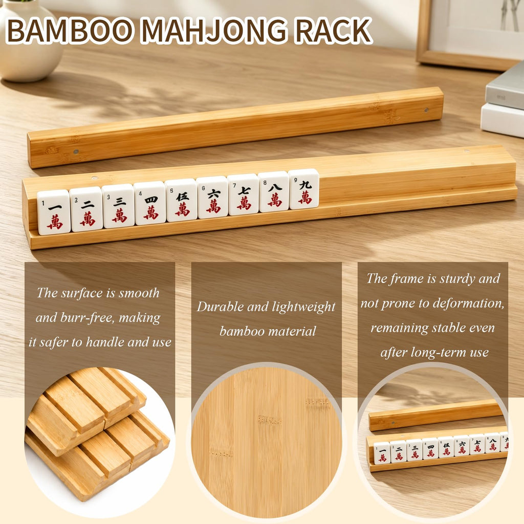 Bamboo Mahjong Racks with Pushers, Set of 4 K5393