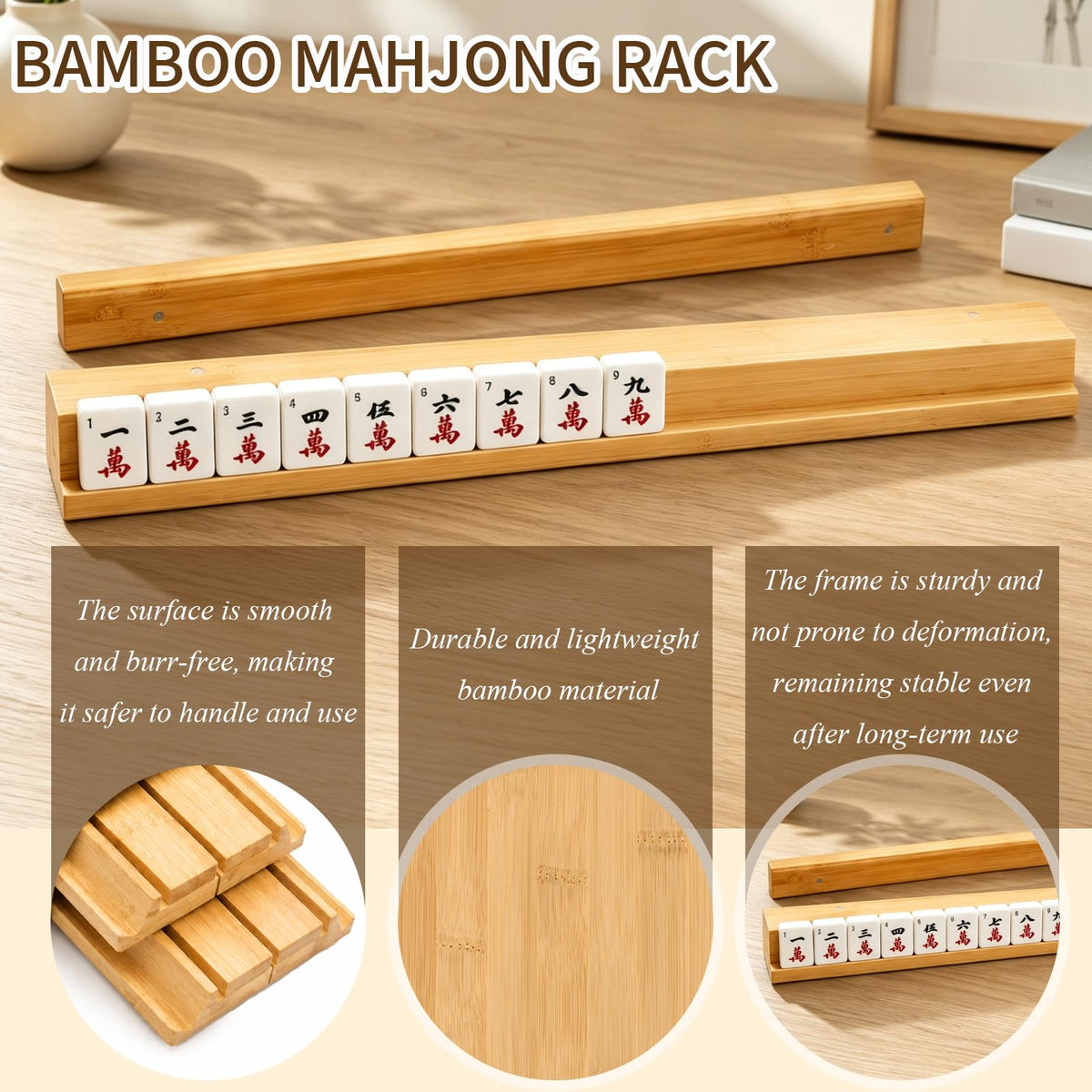 Bamboo Mahjong Racks with Pushers, Set of 4 K5393