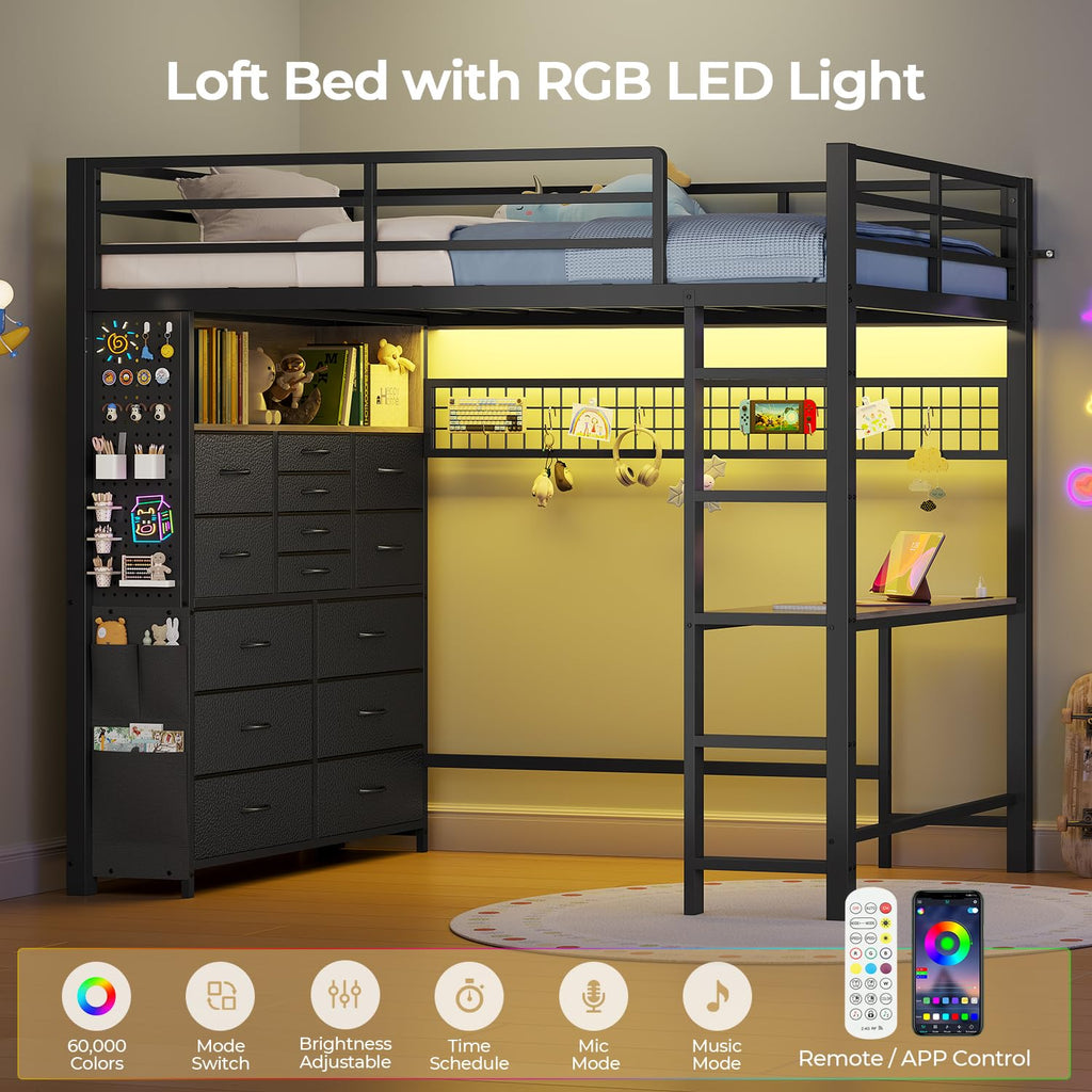 Twin Loft Bed with Desk and Storage Drawers Z92479