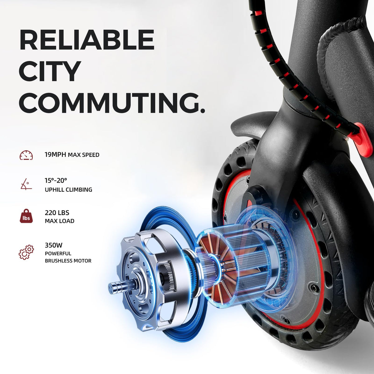 Electric Scooter, 350W/500W, 8.5" Tires, 21 Miles Range, Folding E-Scooter O189324