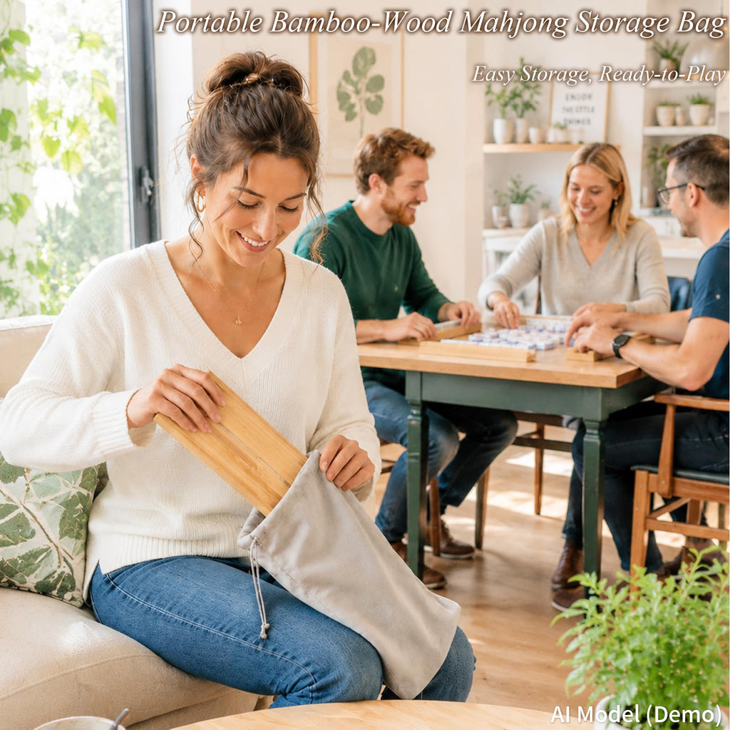 Bamboo Mahjong Racks with Pushers, Set of 4 K5393