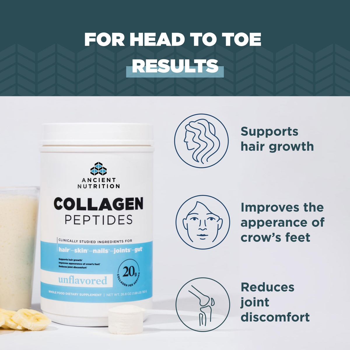 Hydrolyzed Collagen Peptides Powder, Unflavored U211